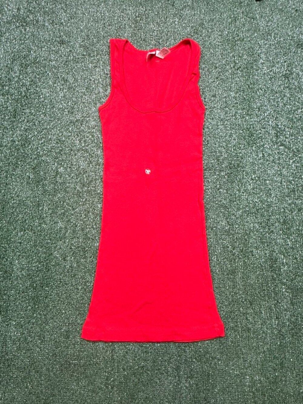 American Apparel Y2K Longline Ribbed Tank Top Size M Red